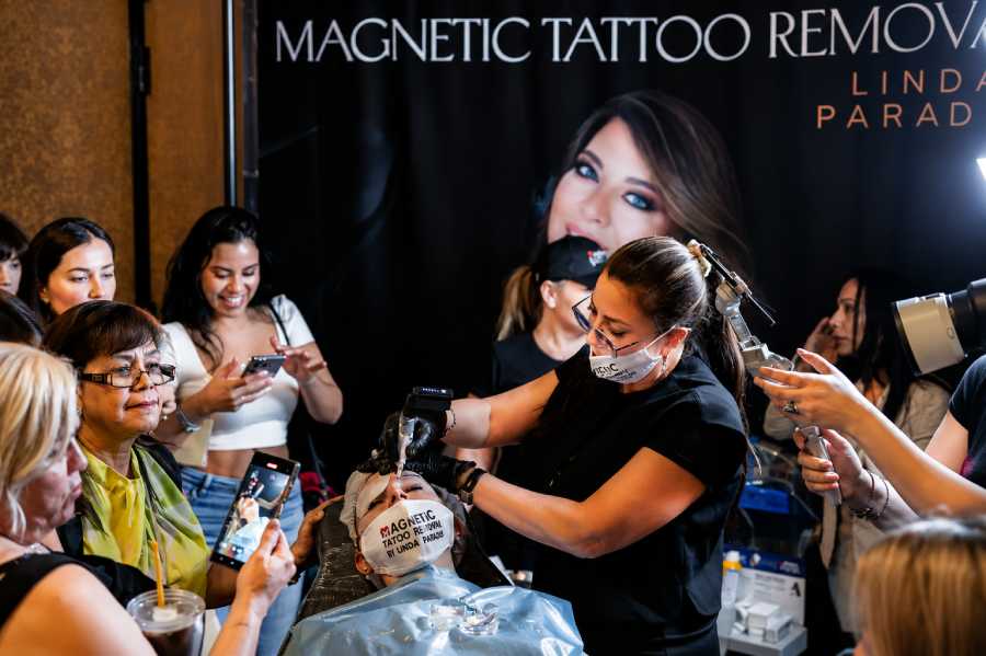 Magnetic tattoo removal treatment on eyebrows performed by Linda Paradis